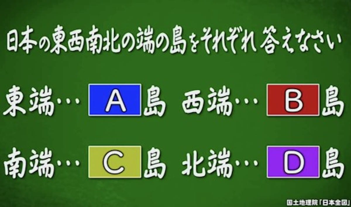 日本の東西南北の端の島は？：クイズ！あなたは小学５年生より賢いの？【2019/12/13】